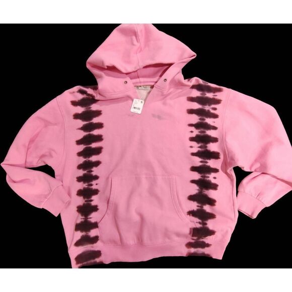 FREE PEOPLE WASHED IT'S A VIBE PINK ROSE TIE DYE POCKET HOODIE NWT L - Picture 1 of 11